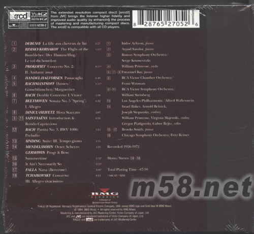 SELECTIONS FROM THE HEIFETZ COLLECTION 海菲兹XRCD专辑背面图片