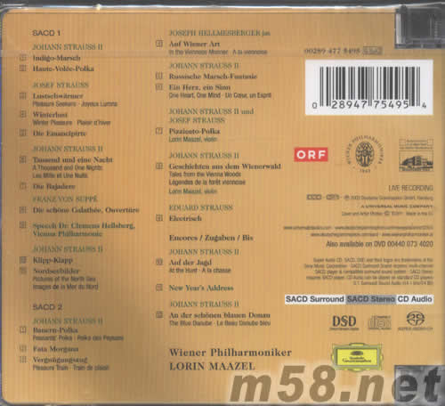 2005维也纳新年音乐会NEW YEAR S CONCERT SACD专辑背面图片