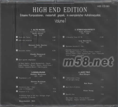 HIGH END EDITON VOLUME 1专辑背面图片