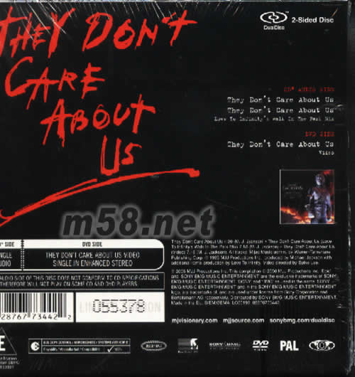 THEY DON’T CARE ABOUT US CD+DVD 单曲 欧版专辑背面图片
