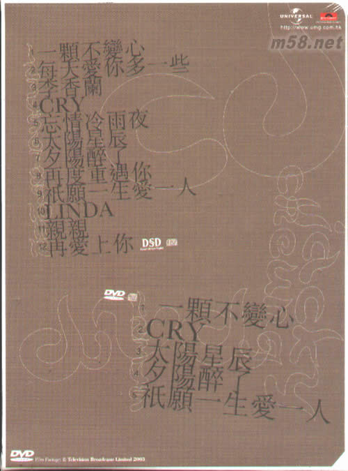 环球DSD视听之王:张学友专辑背面图片