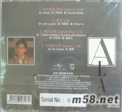 ALAN TAM REMIX你知我知(3寸小碟)专辑背面图片
