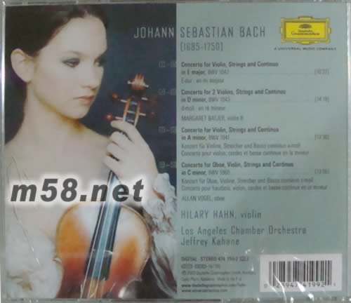 巴赫小提琴作品 BACH CONCERTOS专辑背面图片