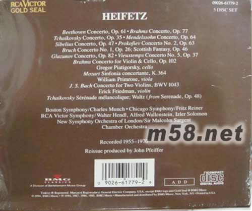 THE HEIFETZ COLLECTION第11-15 5CD套装(GOLD SEAL系列)专辑背面图片