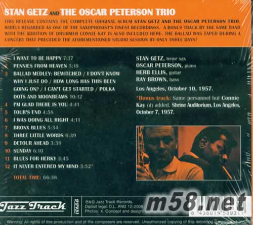 Stan Getz And The Oscar Peters专辑背面图片