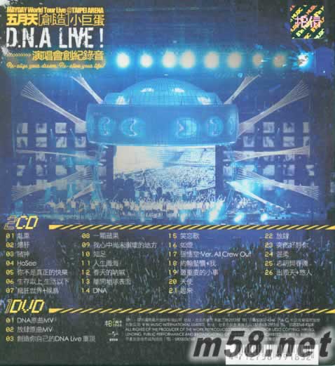 创造小巨蛋DNA LIVE!! 演唱会创纪录音(2CD+DVD)专辑背面图片