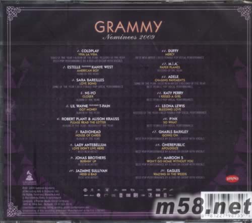 2009 Grammy Nominees 2009葛莱美的喝采专辑背面图片