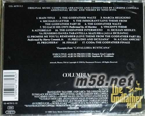 教父III 3 The Godfather Part III CD专辑背面图片