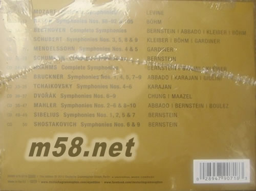 WIENER PHILHARMONIKER SYMPHONY EDITION维也纳爱乐DG公司录音合集 50CD 大套装专辑背面图片