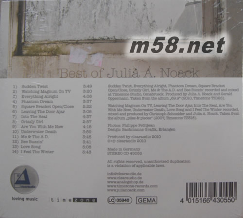 BEST OF JULIA A. NOACK 茱丽雅精选专辑背面图片