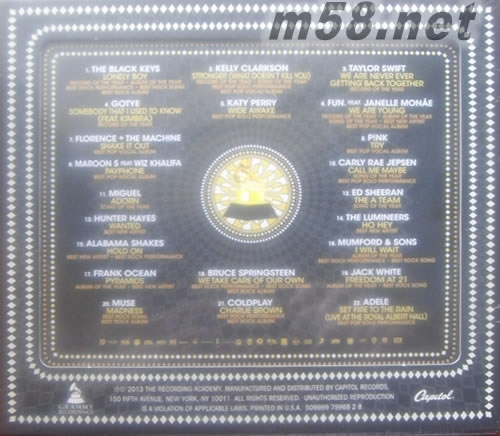 2013 Grammy Nominees 港版专辑背面图片