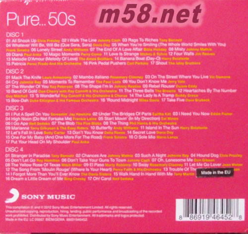Pure...50s纯50金曲 (4CD套装欧版)专辑背面图片