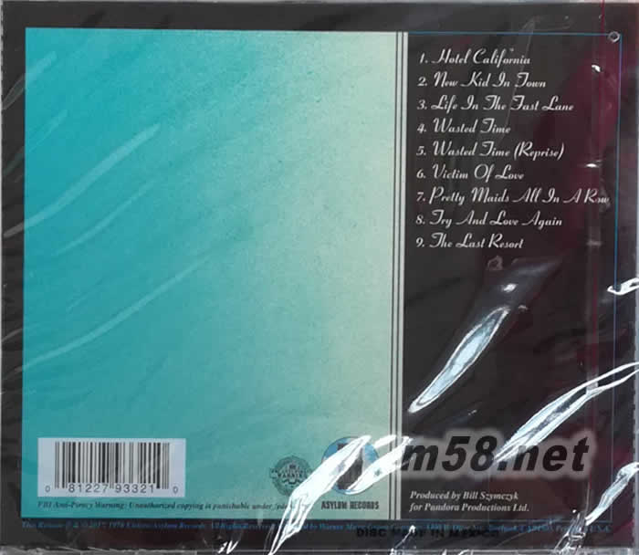Hotel California: 40th Anniversary Edition CD(美版)专辑背面图片
