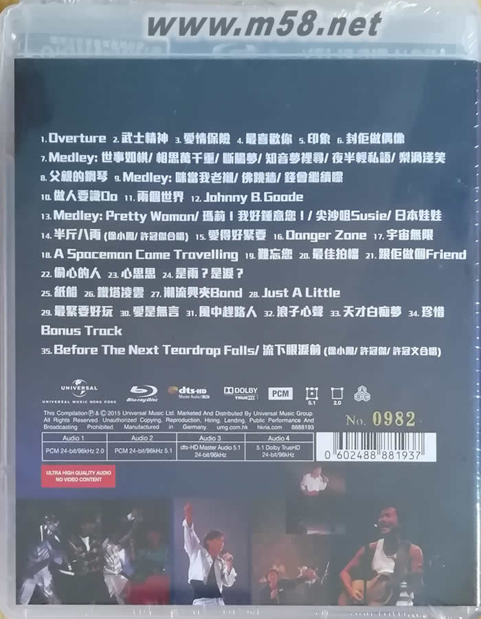 相识廿载演唱会’87 BD 升级版专辑背面图片