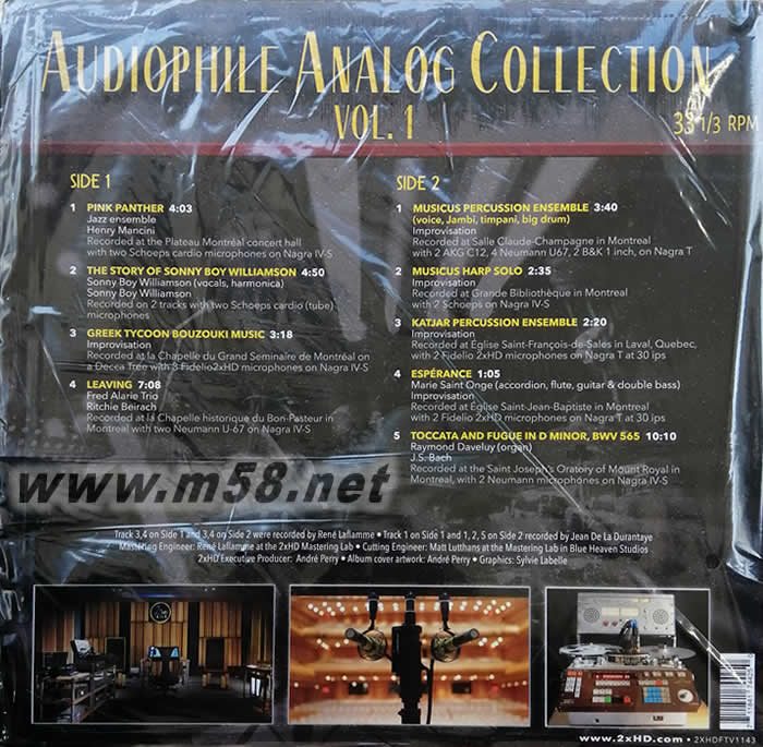模拟天碟第1号 Audiophile Analog Collection Vol.1 180g 33RPM LP 黑胶专辑背面图片