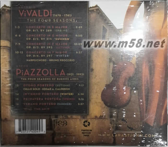 维瓦尔第:四季、皮耶佐拉:布宜诺思艾利斯的四季 VIVALDI PIAZZOLLA SACD 刘汉盛推介 100击专辑背面图片