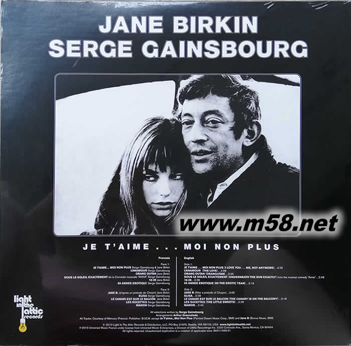Serge Gainsbourg - 180g 33RPM LP 黑胶黑胶背面图片