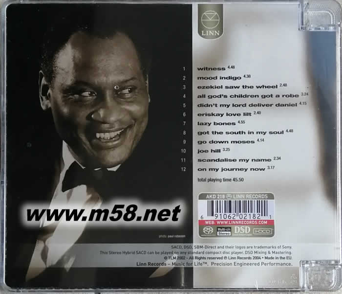 陈年美酒 混合层立体声 The Paul Robeson Legacy Hybrid Stereo SACD专辑背面图片