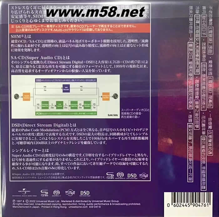不老的传说 SHMSACD(SHMSACD仅限SACD机播放)2022版专辑背面图片