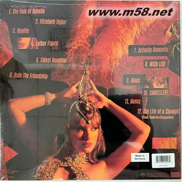 The Life of a Showgirl 彩胶 橙胶 黑胶专辑背面图片