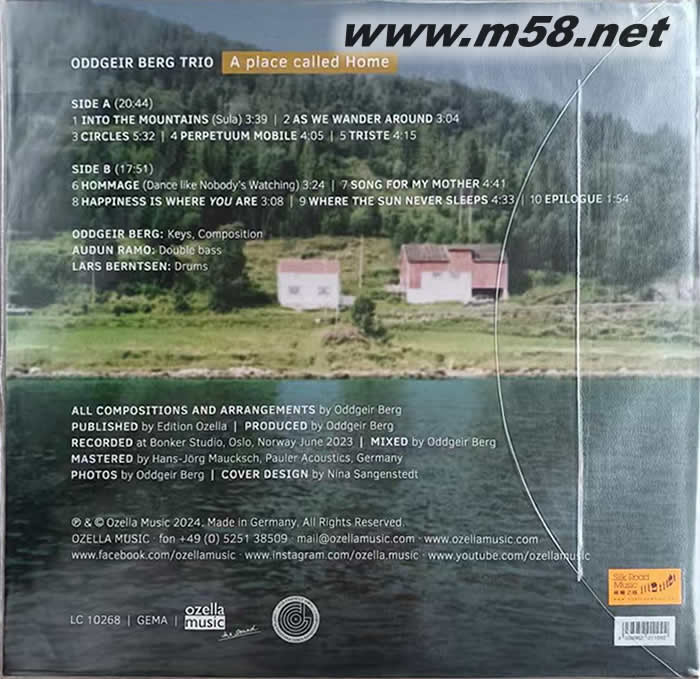 德盖 伯格三重奏 唤作家的地方 A Place Called Home (钢琴、大提琴、鼓) 爵士三重奏 黑胶专辑背面图片