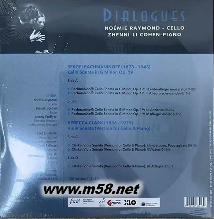 NOMIE RAYMOND & Zhenni Li-Cohen DIALOGUES (对话) 大提琴与钢琴 双黑胶专辑背面图片