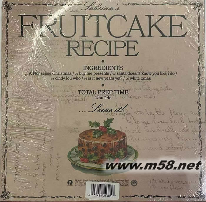 FRUITCAKE RECIPE 水果蛋糕食谱 黑胶专辑背面图片